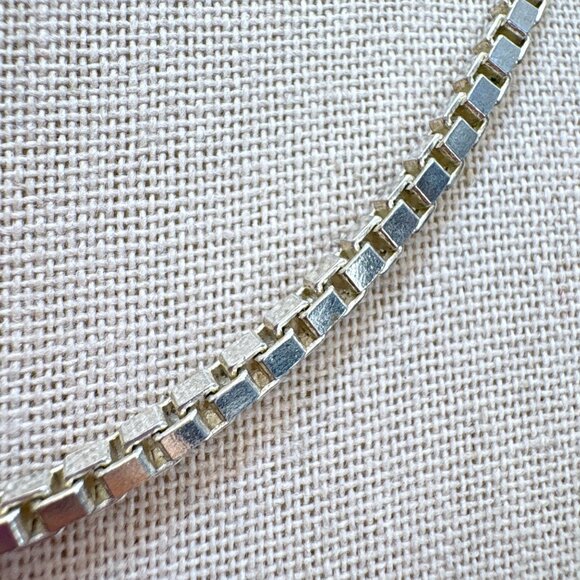 VTG Sterling Silver 925 Box Link Chain Necklace Lobster Clasp Size 17.5" Length - Picture 4 of 10